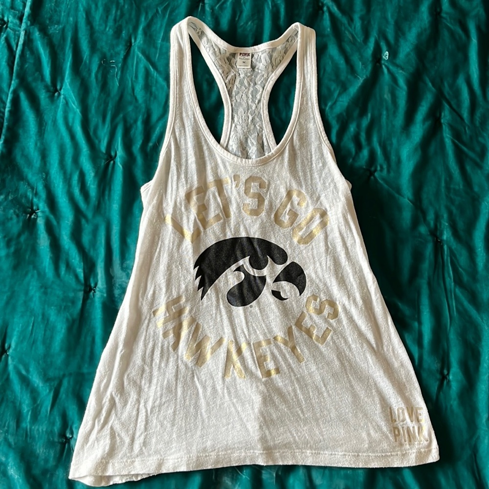 VS Pink lace back tank. Iowa Hawkeyes.